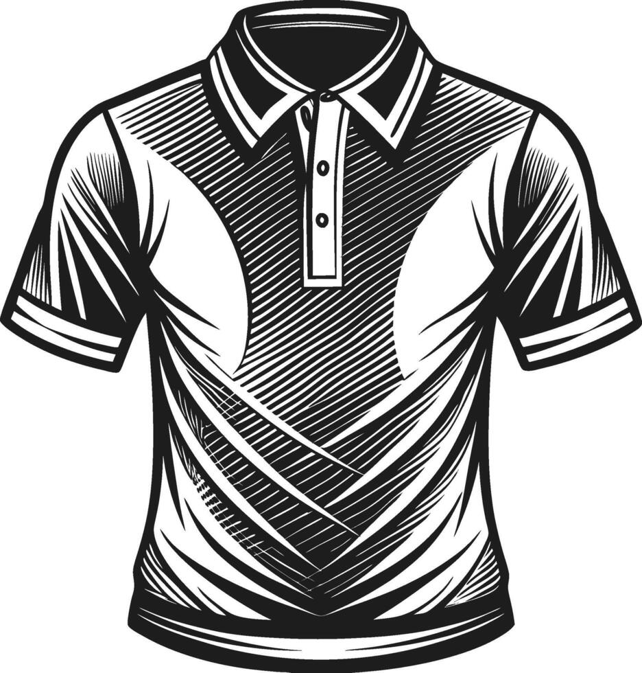 Refined Black Polo Shirt Retro Sketch Design vector