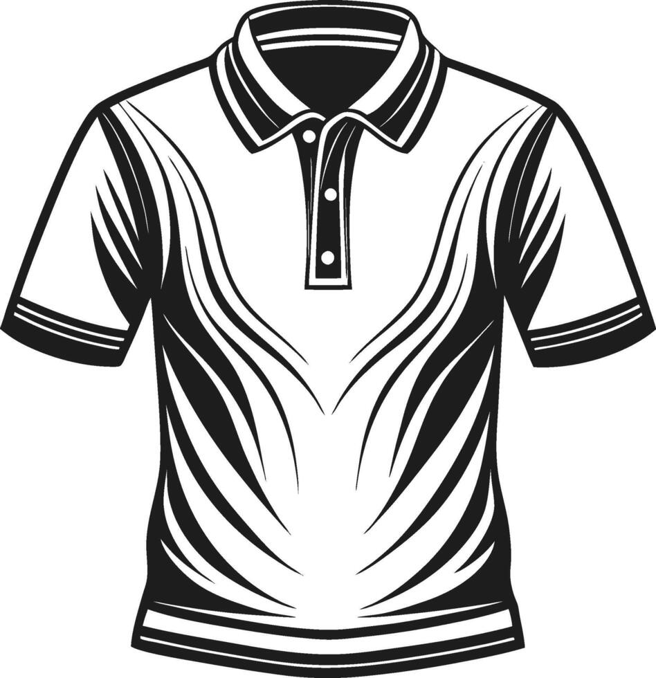 Elegant Polo Shirt Black Retro Line Art vector