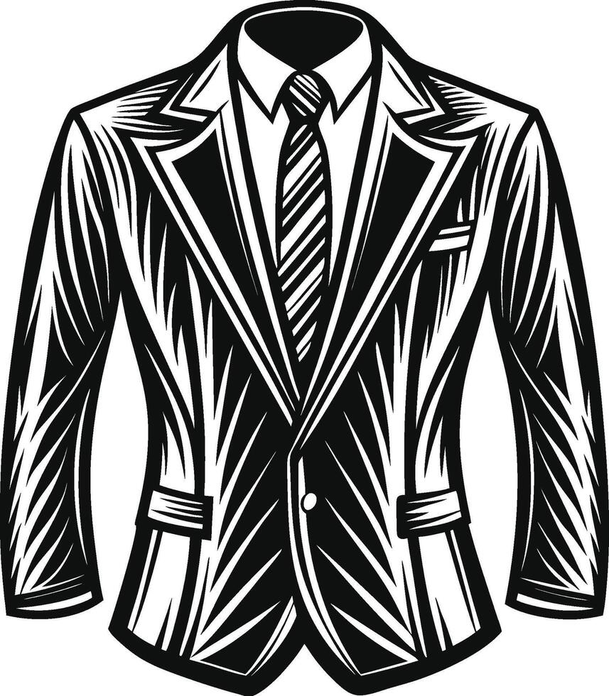Classic Tailored Suit Artistic Retro Black Drawing vector