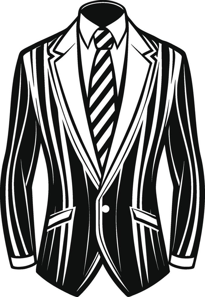 Refined Tailored Suit Black Retro Sketch Design vector