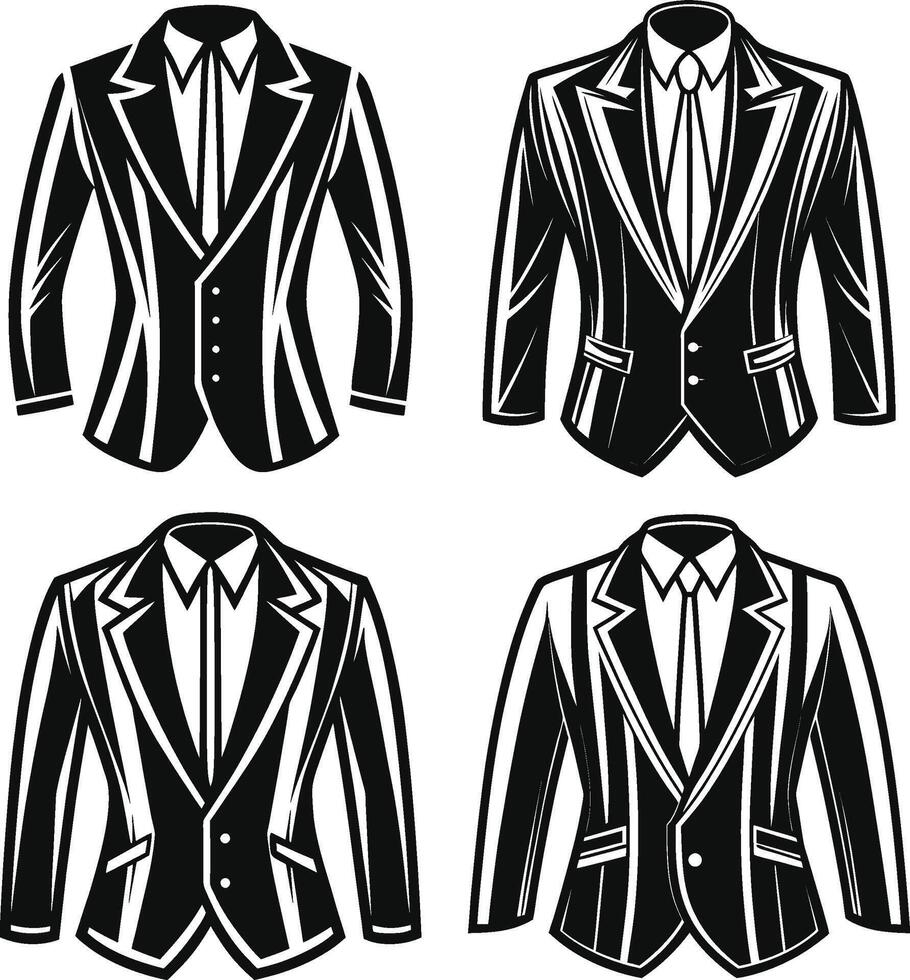 Detailed Tailored Suit Artistic Black Artwork vector