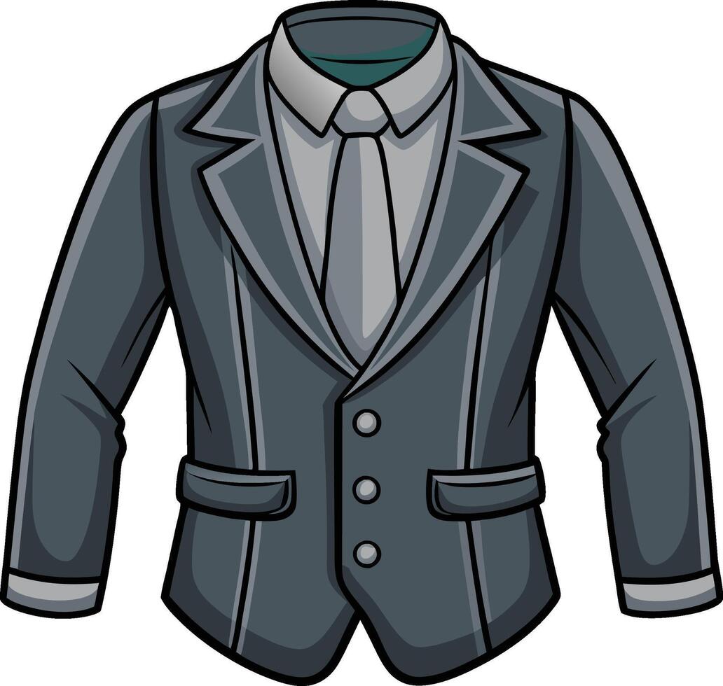 Detailed Tailored Suit Black Silhouette Sketch vector