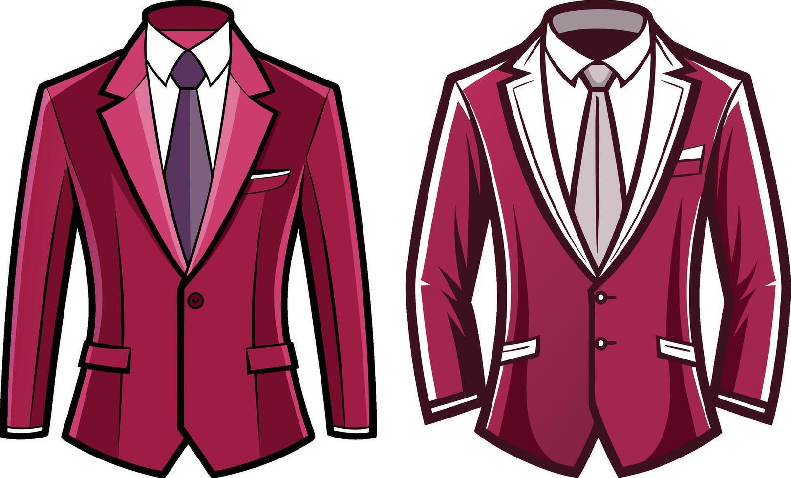 Detailed Tailored Suit Black Line Drawing vector
