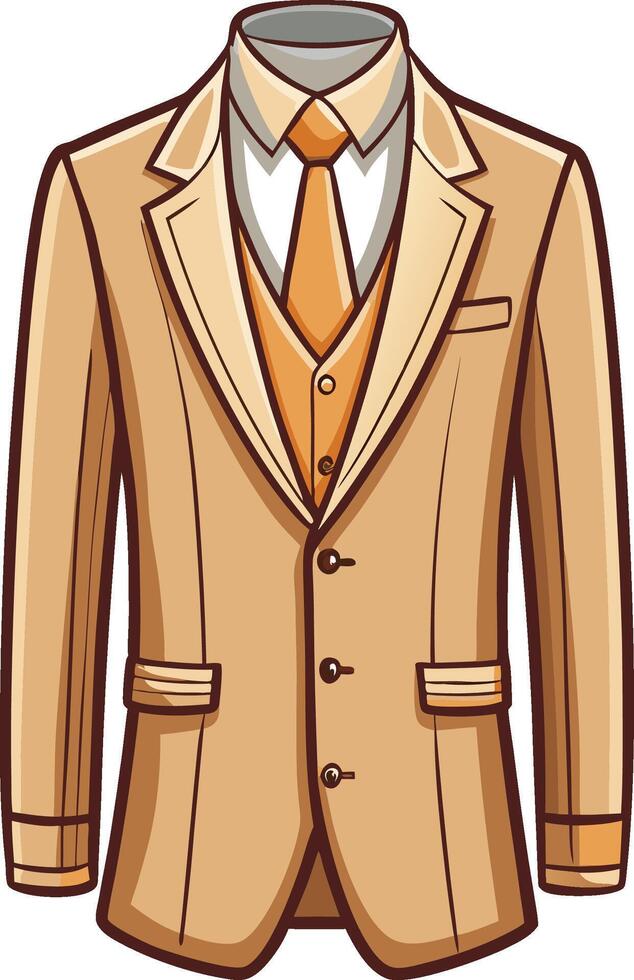Refined Tailored Suit Retro Outline Artwork vector