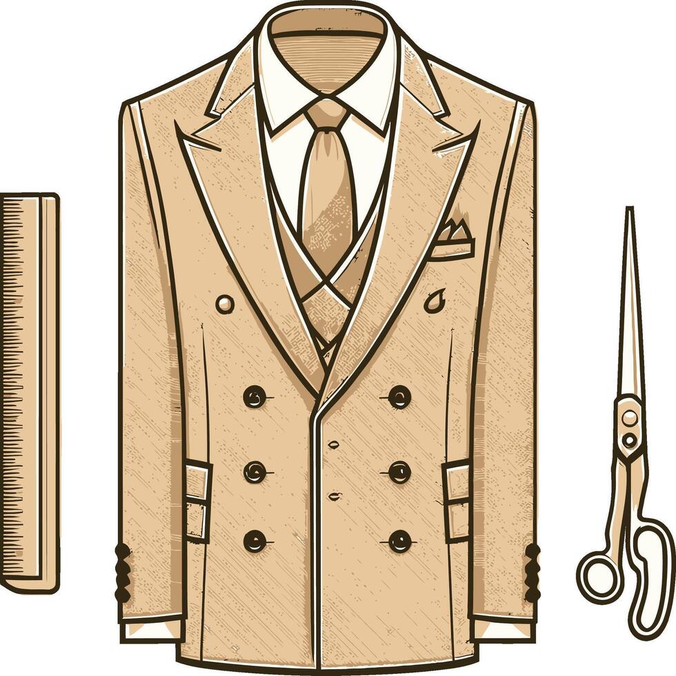 Minimal Tailored Suit Vintage vector