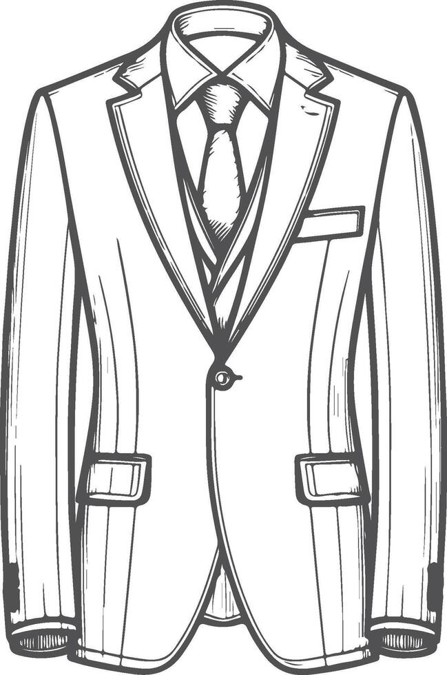 Classic Tailored Suit Artistic Black Outline vector