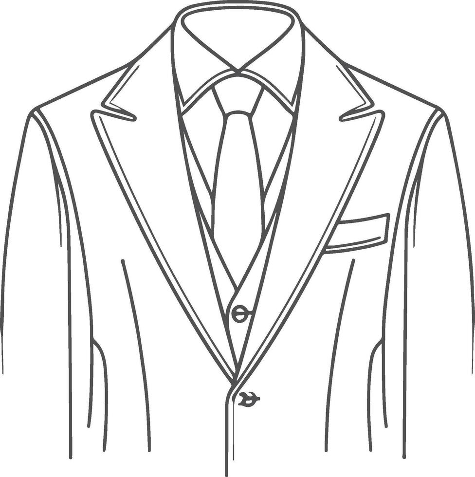 Timeless Tailored Suit Retro Outline Sketch vector