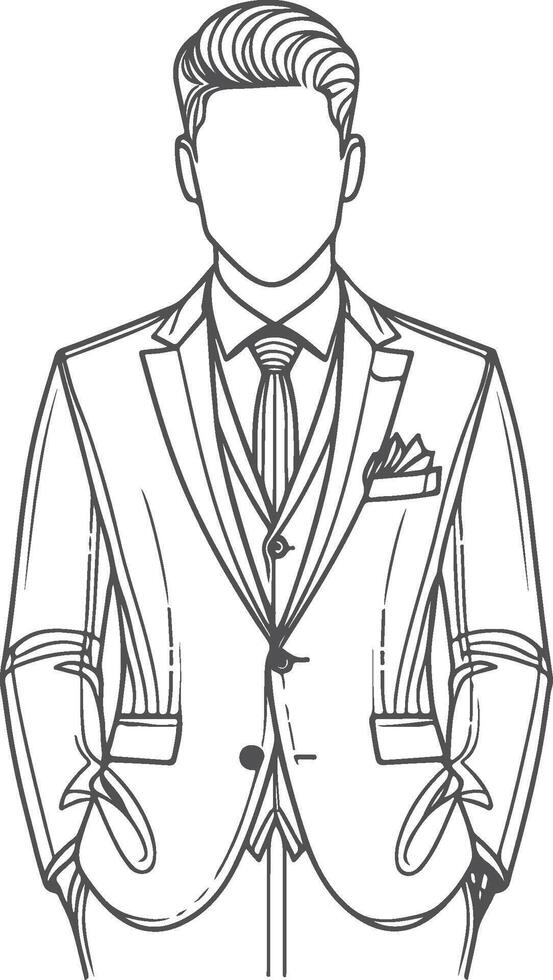 Timeless Tailored Suit Artistic Heritage Line Art vector