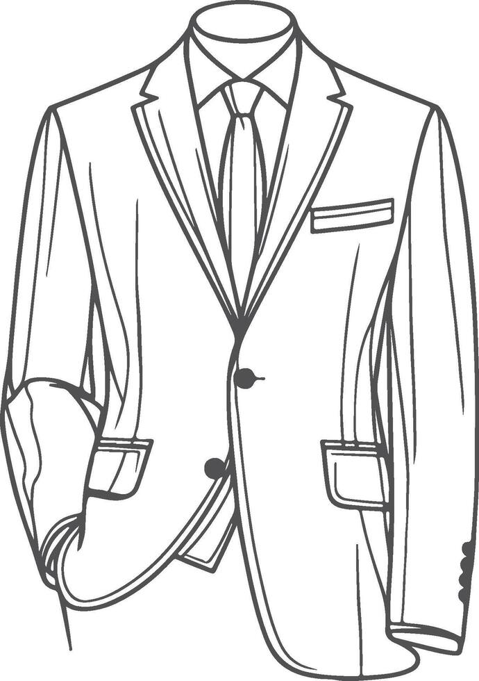 Elegant Tailored Suit Retro Artistic Drawing vector