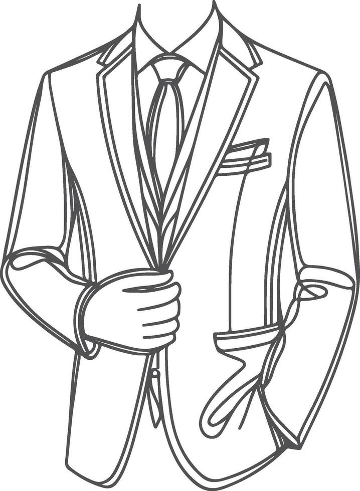 Minimalist Tailored Suit Retro Linework Art vector