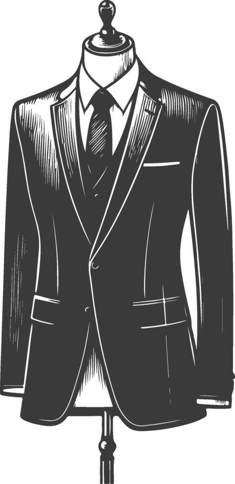 Classic Tailored Suit Black Linework Design vector