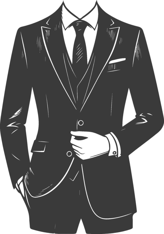 Artful Tailored Suit Artistic Black Sketch Design vector