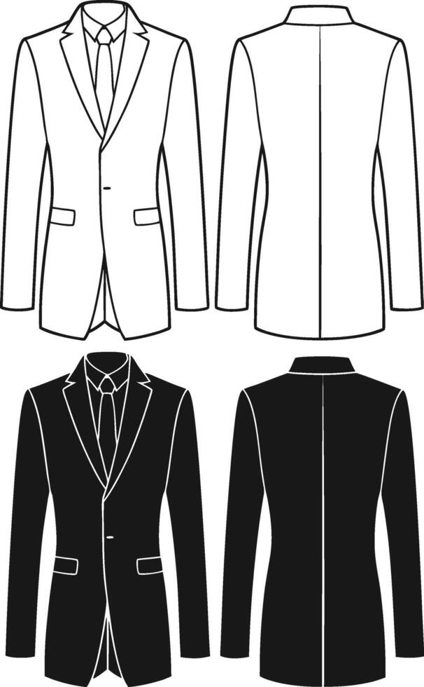 Stylish Tailored Suit Heritage Retro Sketch vector