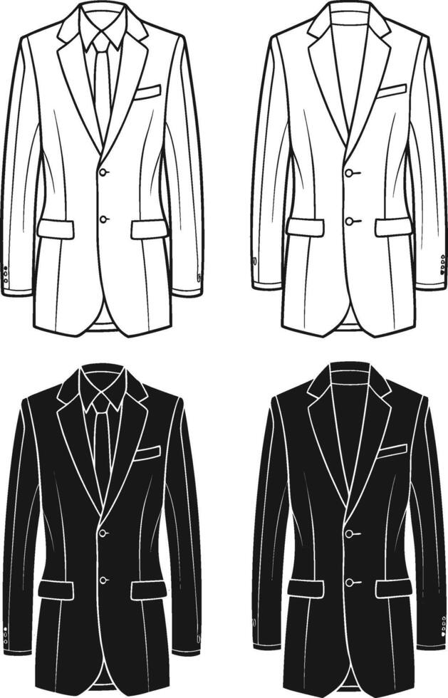 Artistic Tailored Suit Classic Black Line Art vector