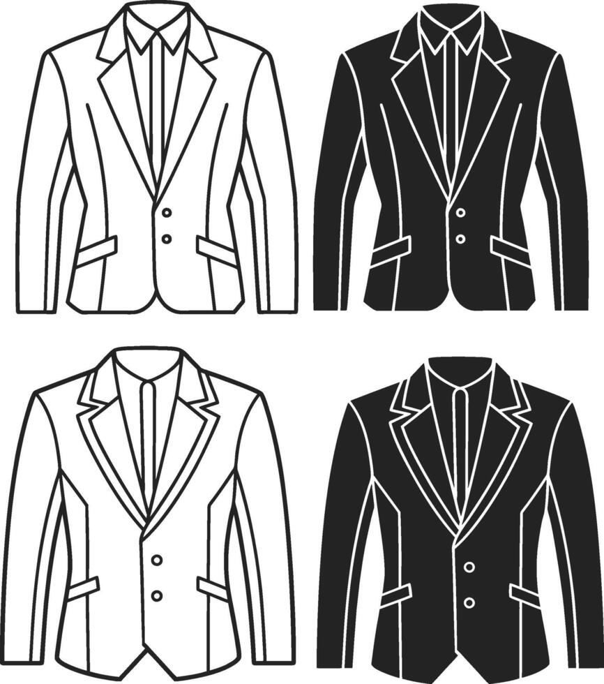 Rustic Tailored Suit Retro Line Drawing vector