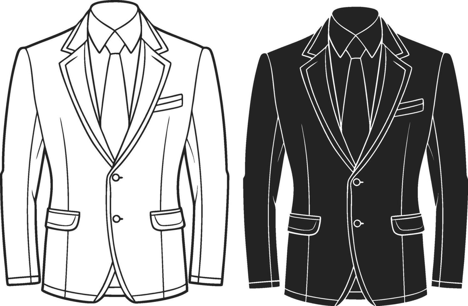 Artistic Tailored Suit Retro Silhouette Sketch vector