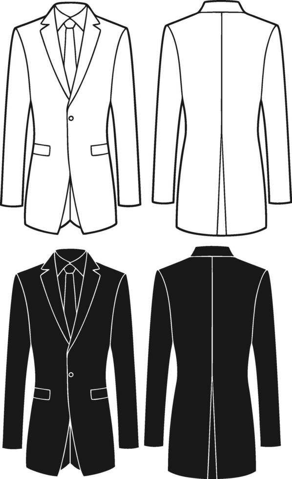 Detailed Tailored Suit Artistic Vintage Line Art vector