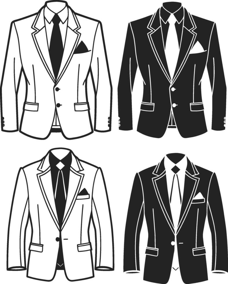 Stylish Tailored Suit Retro Line Art Design vector