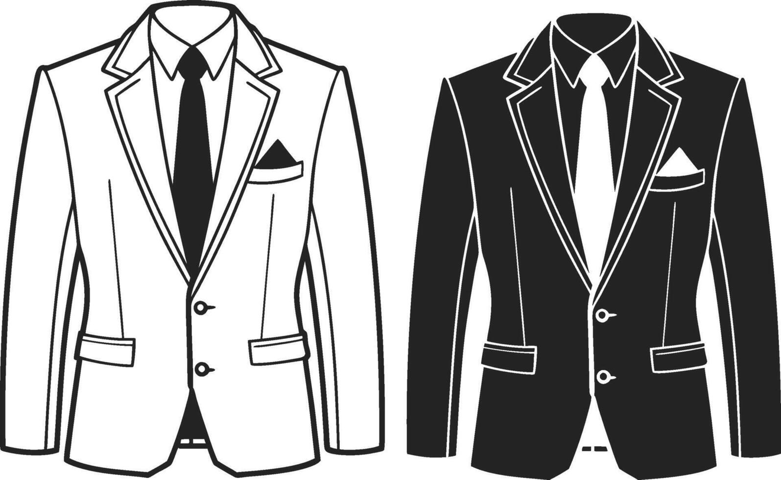 Detailed Tailored Suit Artistic Black Sketch vector