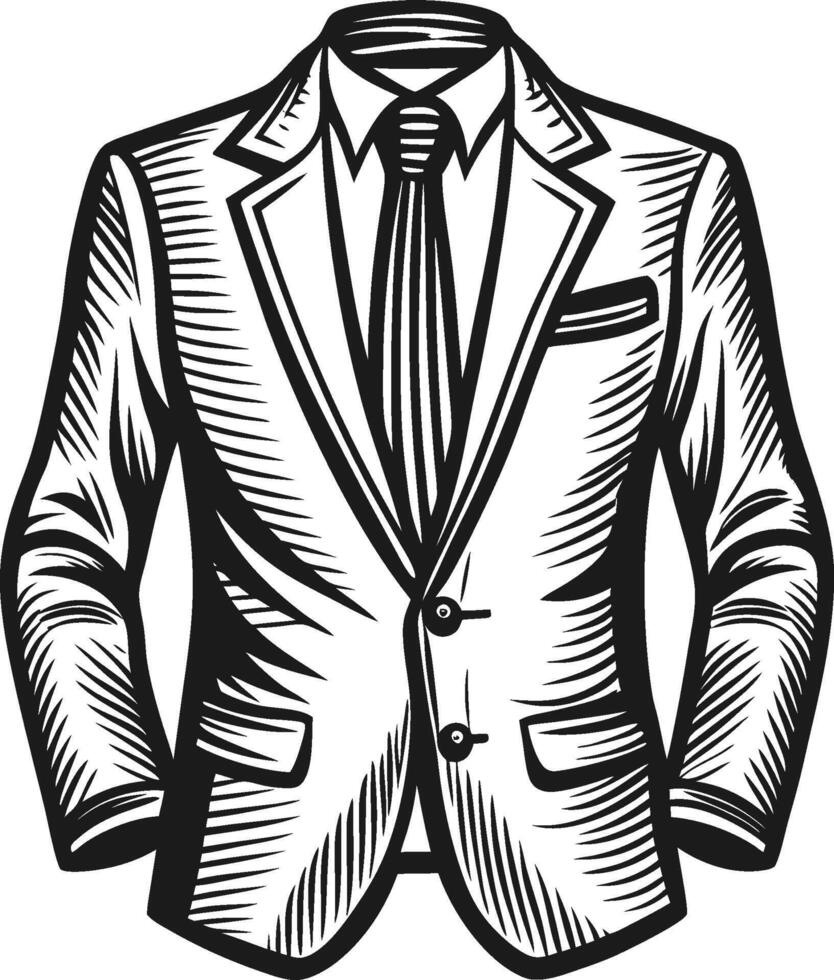 Timeless Tailored Suit Retro Monochrome Line Art vector
