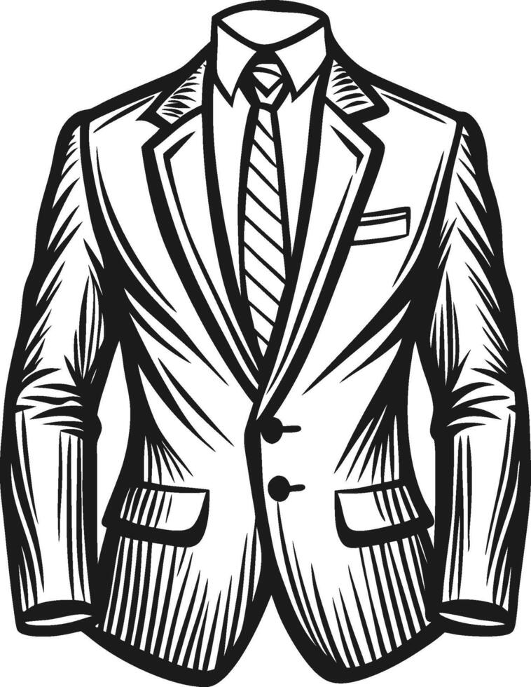 Rustic Tailored Suit Retro Linework Illustration vector