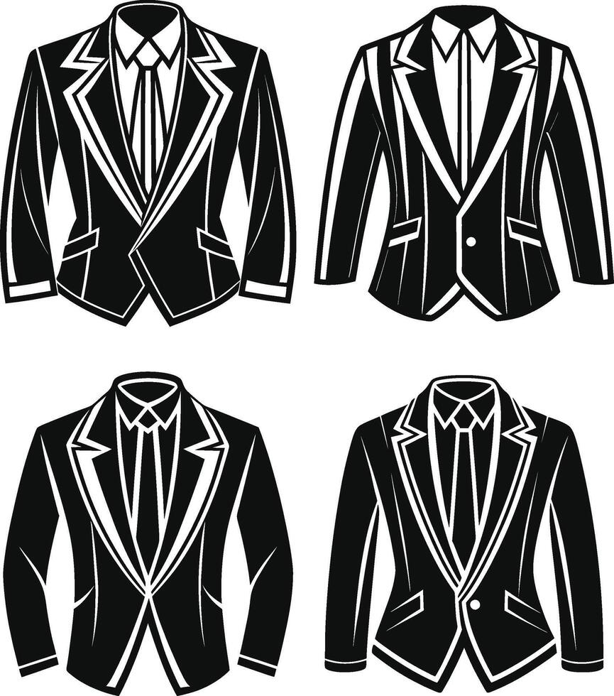Sophisticated Tailored Suit Black Line Sketch vector