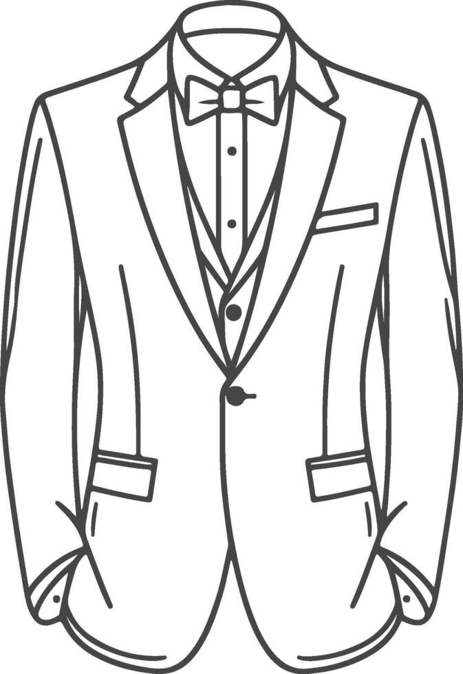 Elegant Tuxedo Shirt Artistic Line Drawing vector