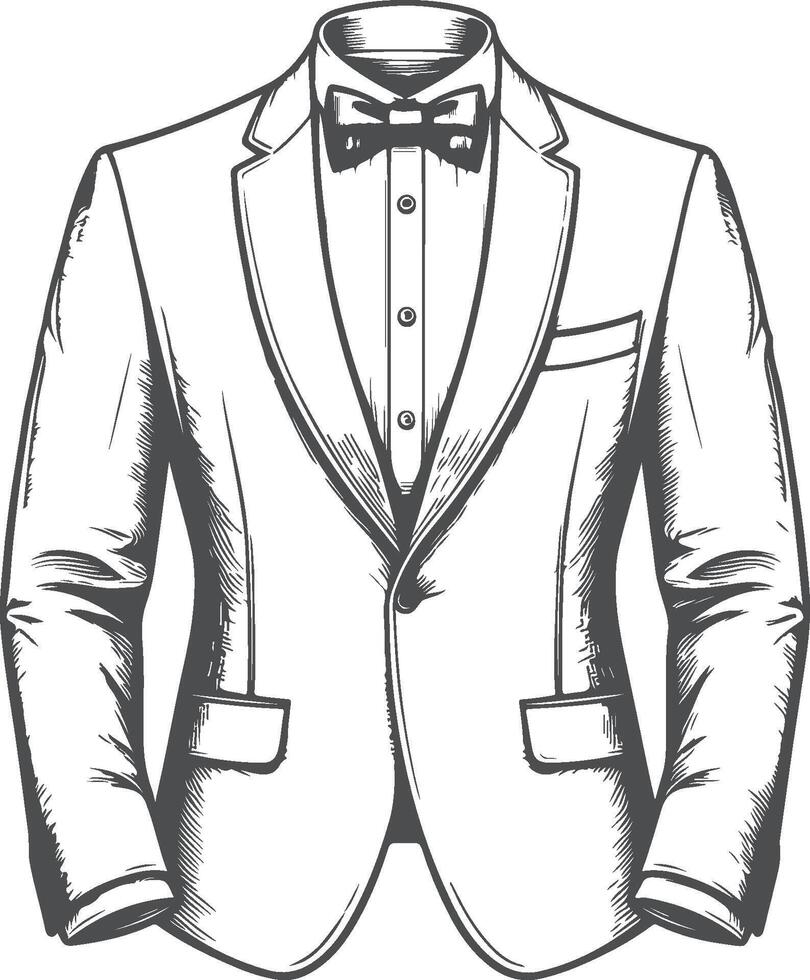 Rustic Tuxedo Shirt Retro Line Drawing vector