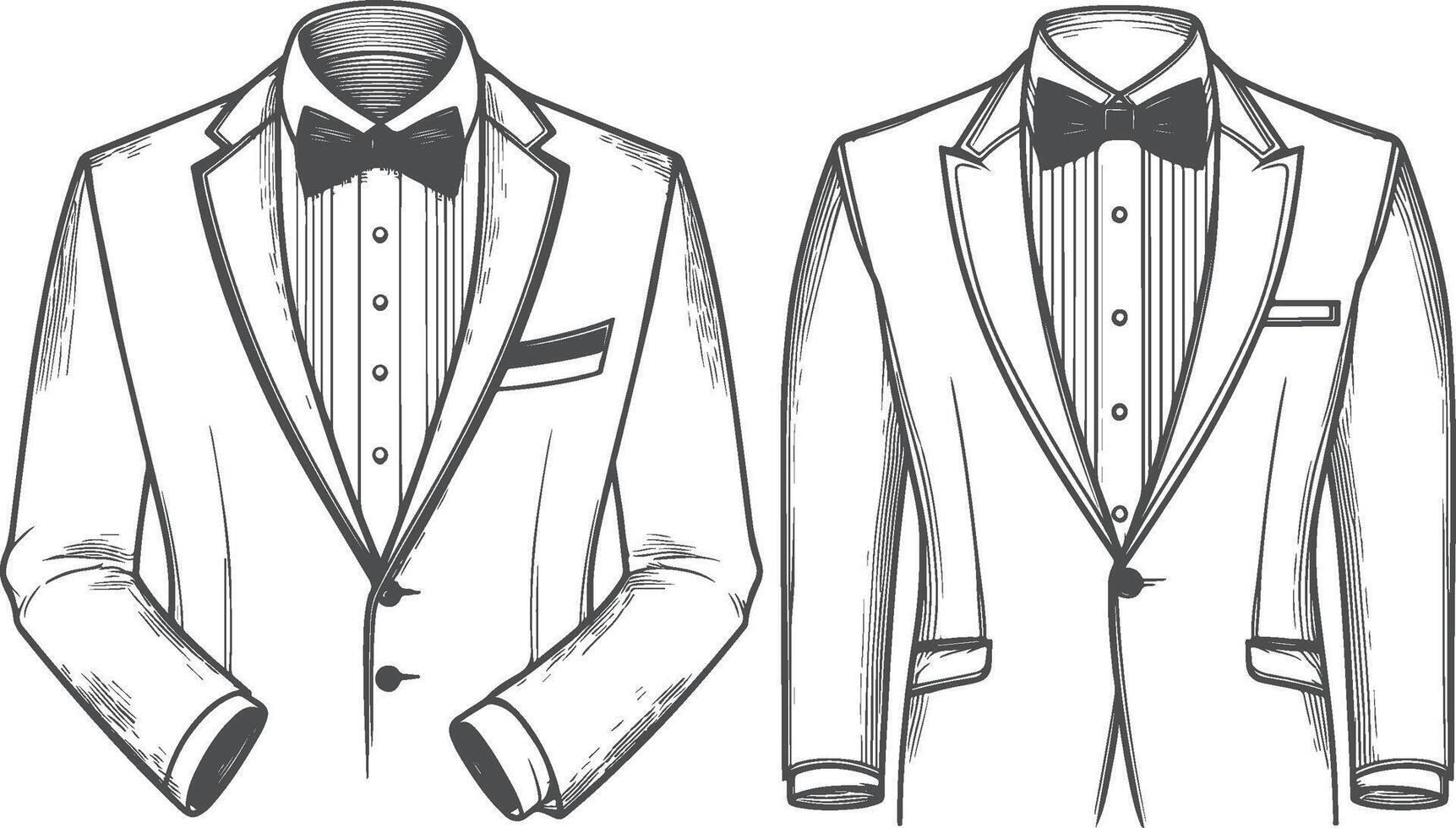 Minimal Tuxedo Shirt Black Artistic Linework vector