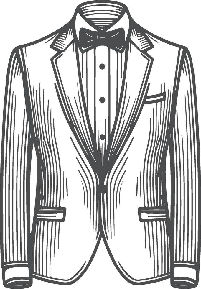 Stylish Tuxedo Shirt Retro Line Art Design vector