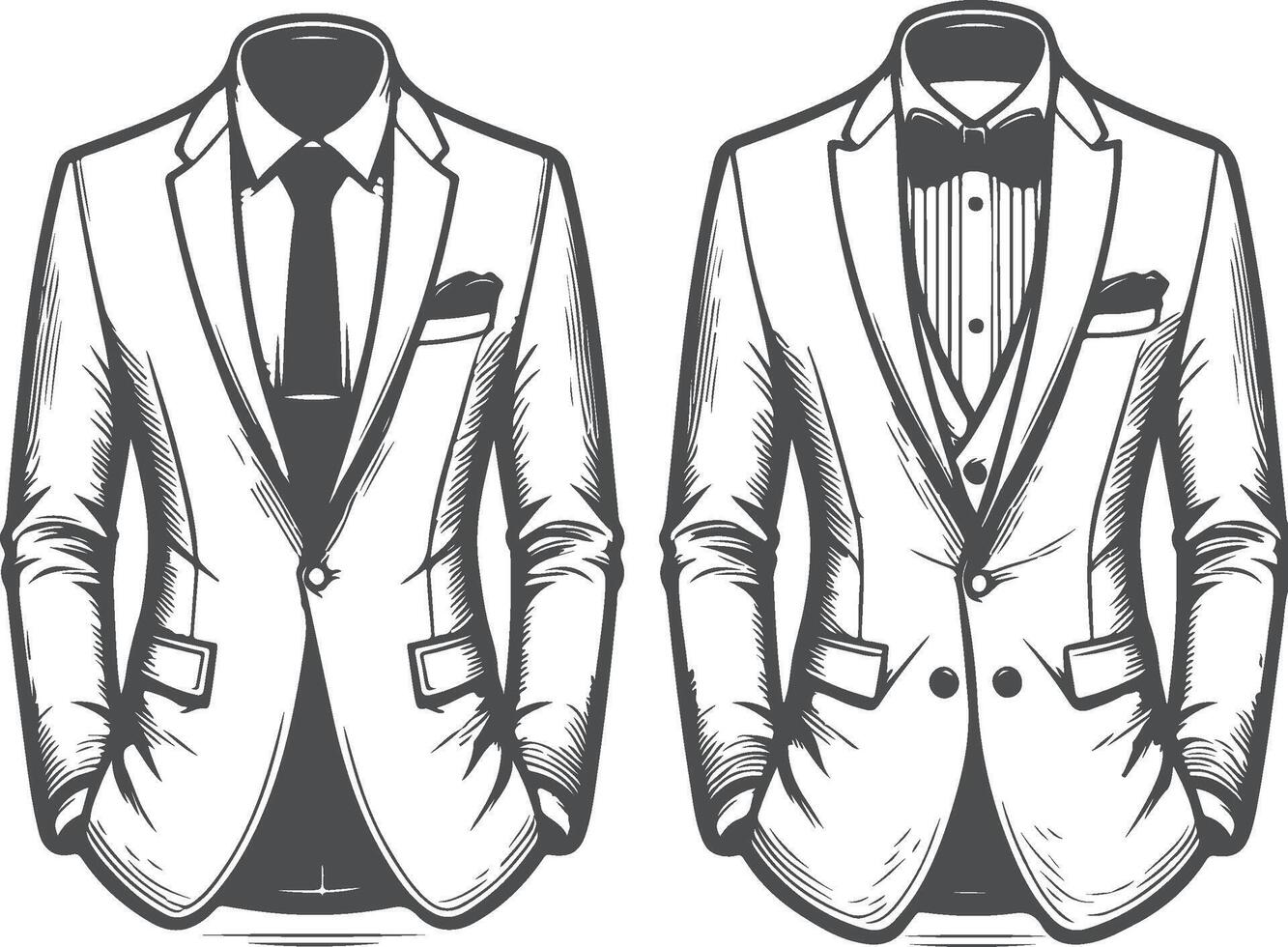Rustic Tuxedo Shirt Artistic Retro Line Drawing vector