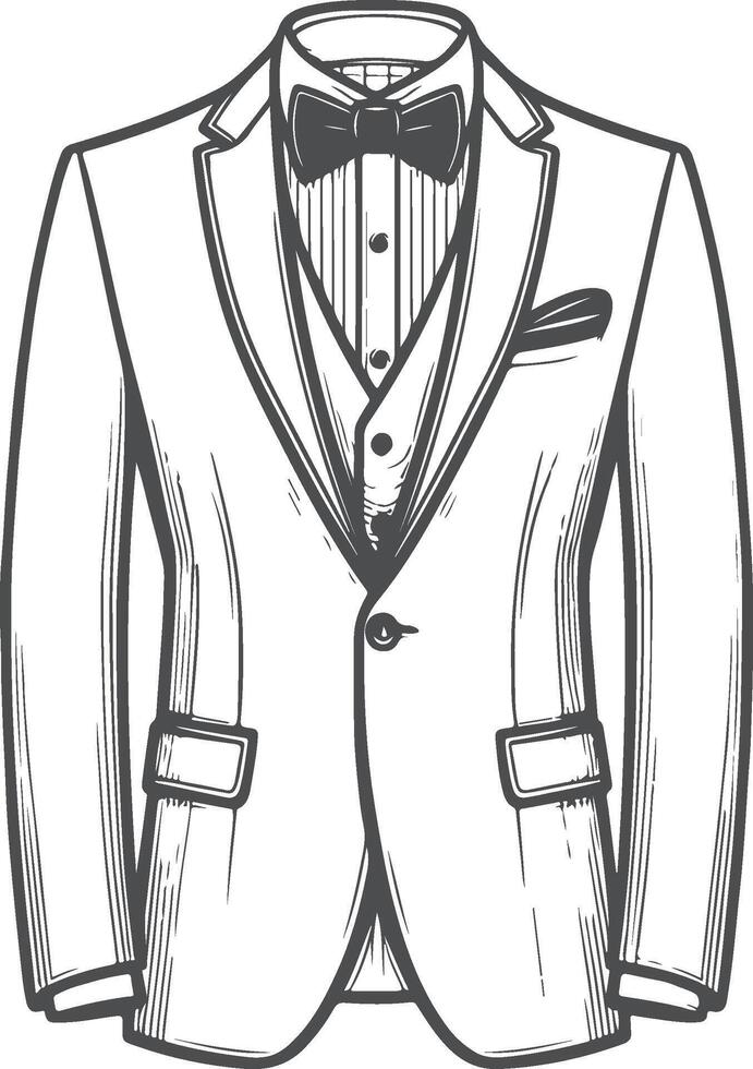 Artistic Tuxedo Shirt Classic Black Line Art vector