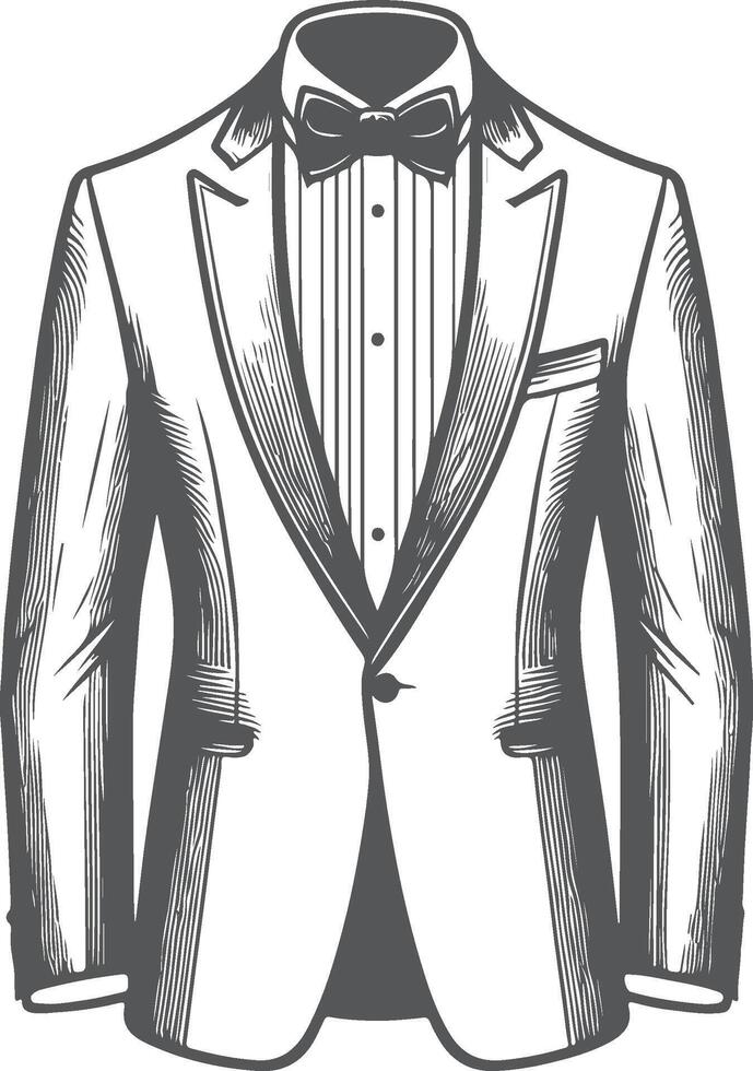 Detailed Tuxedo Shirt Artistic Black Outline vector