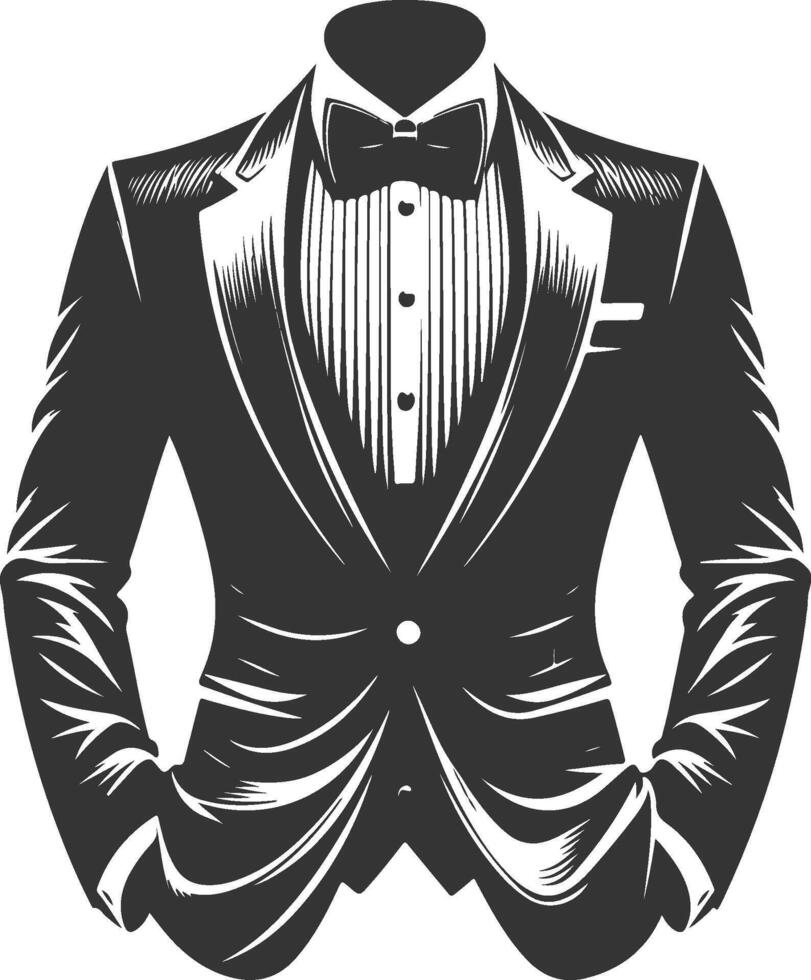 Artistic Tuxedo Shirt Retro Silhouette Sketch vector