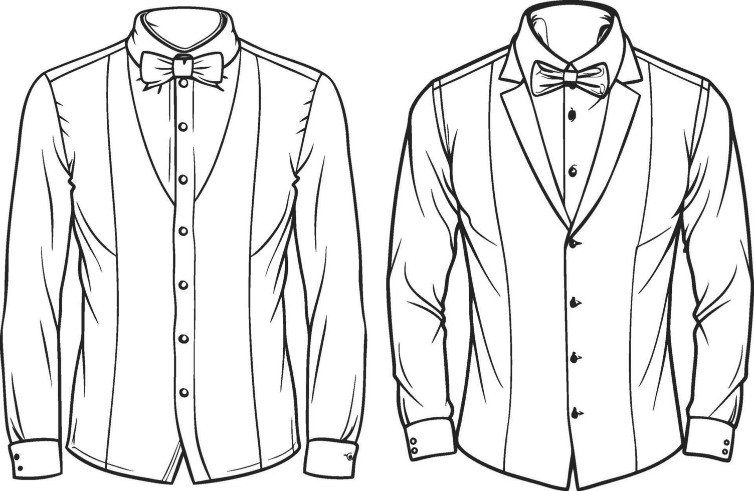 Classic Tuxedo Shirt Artistic Black Outline vector