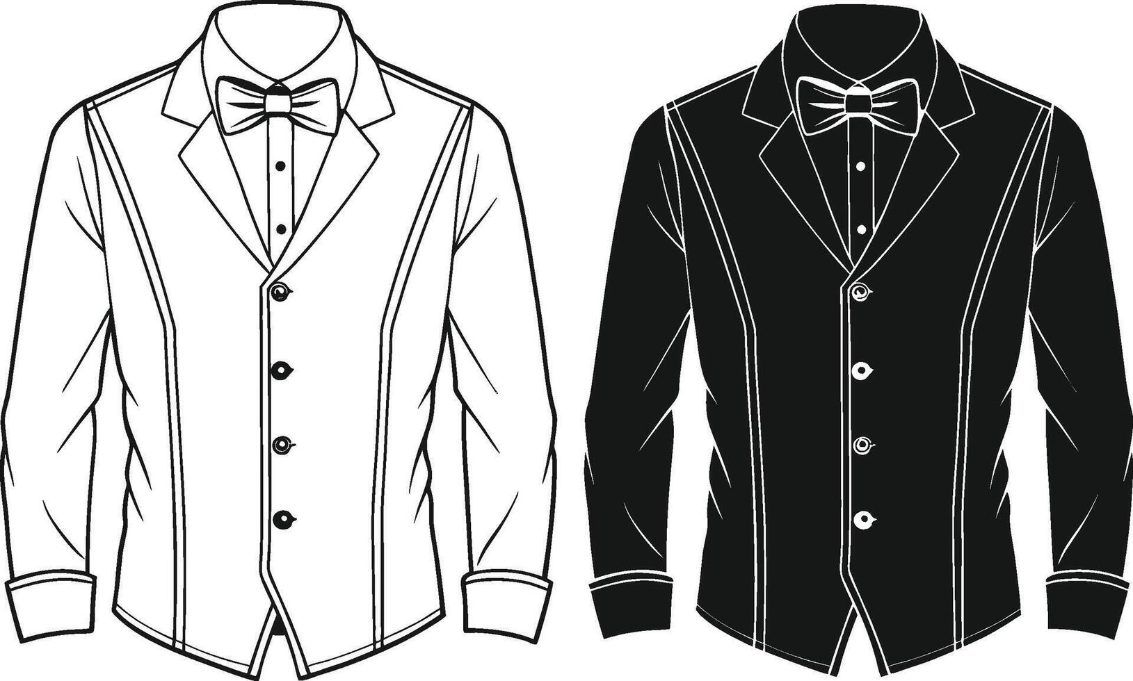 Artistic Tuxedo Shirt Retro Minimal Line Art vector