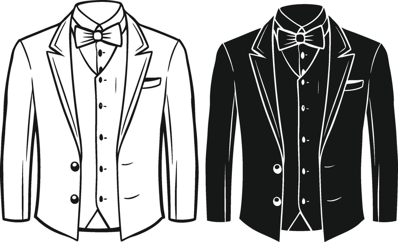 Refined Tuxedo Shirt Black Retro Sketch Design vector