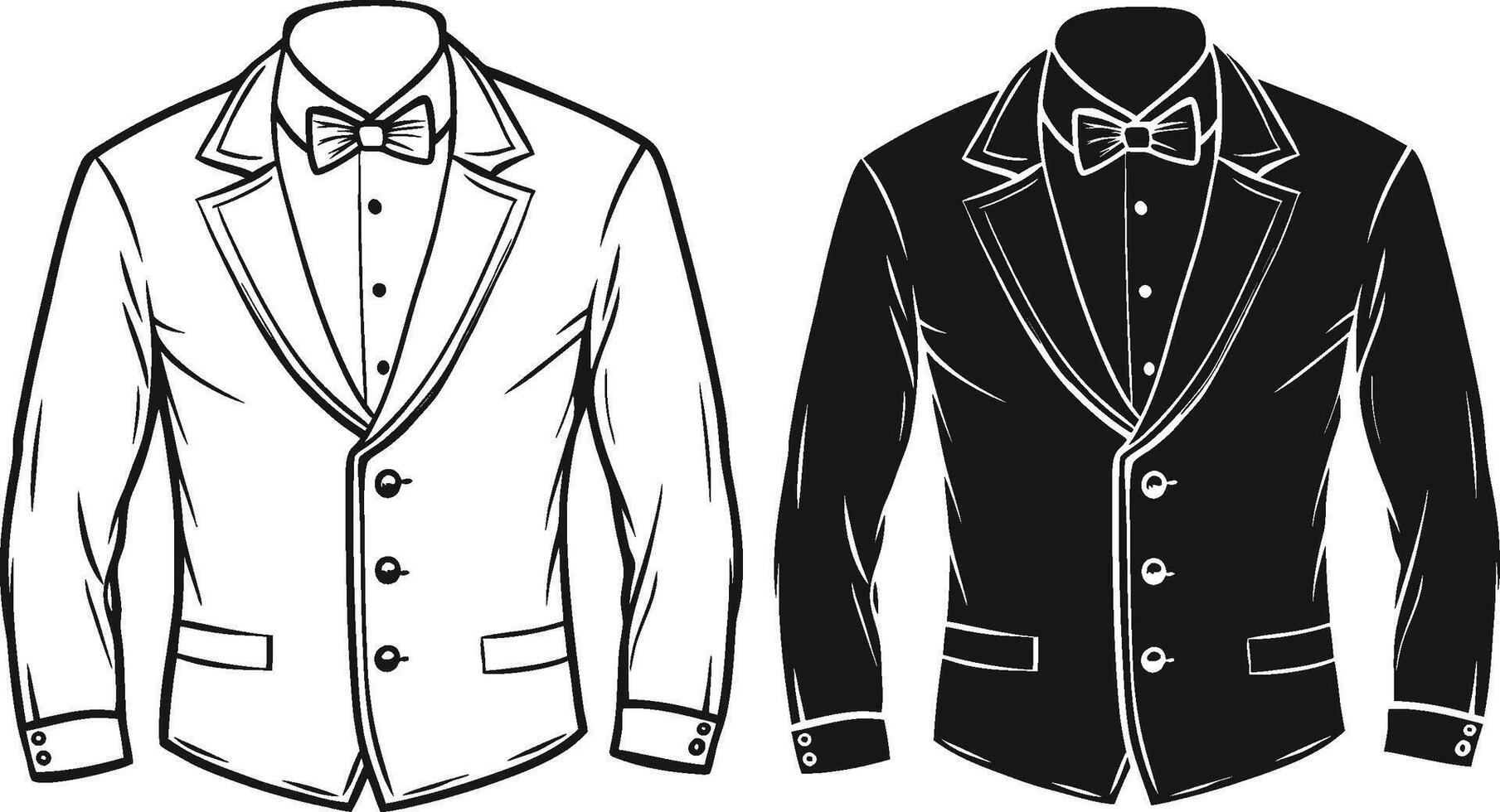 Timeless Tuxedo Shirt Monochrome Line Drawing vector