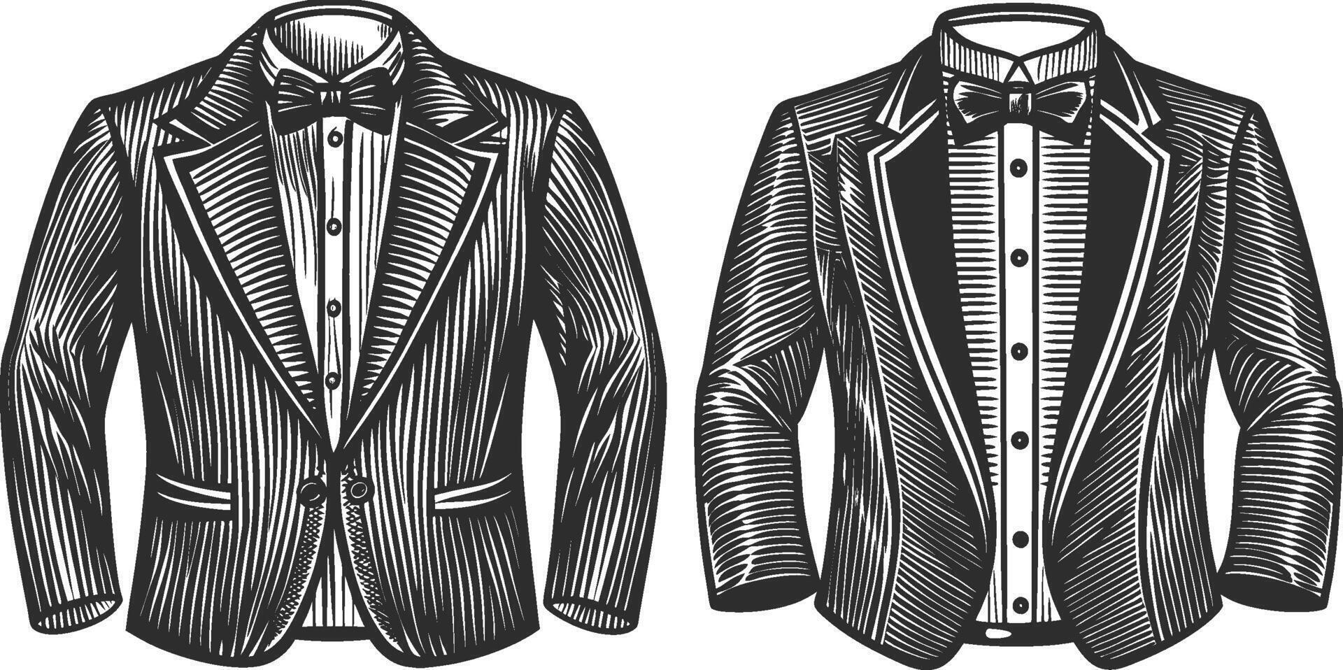 Elegant Tuxedo Shirt Artistic Black Sketchwork vector