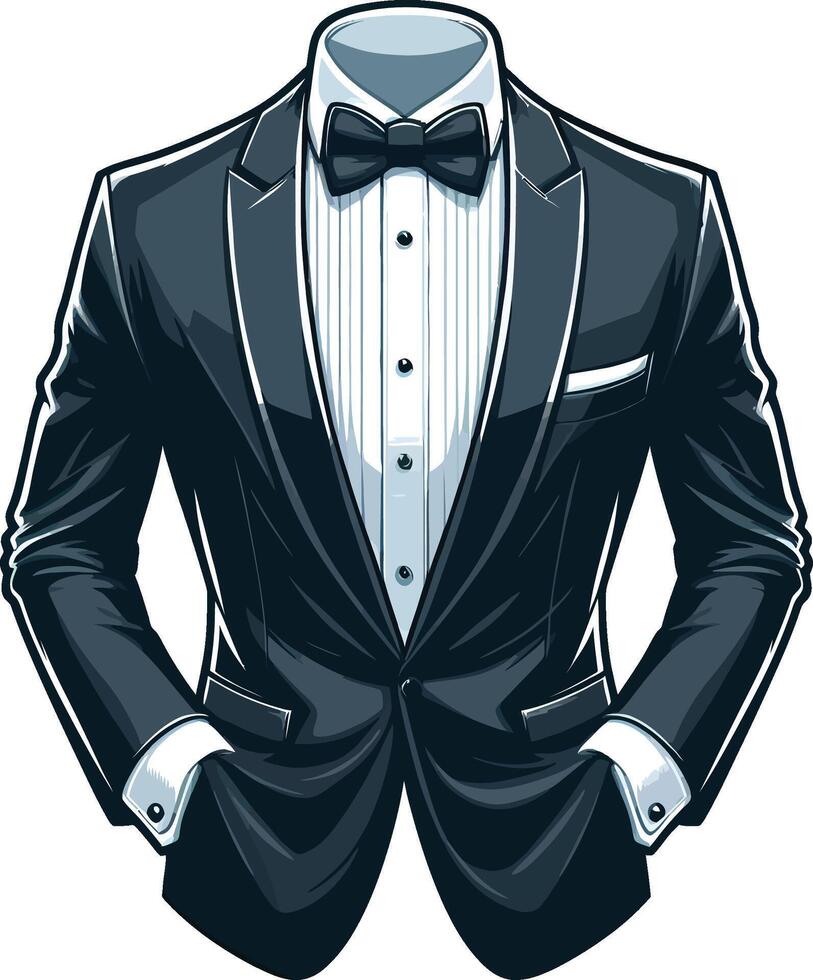Retro Tuxedo Shirt Line Drawing Illustration vector