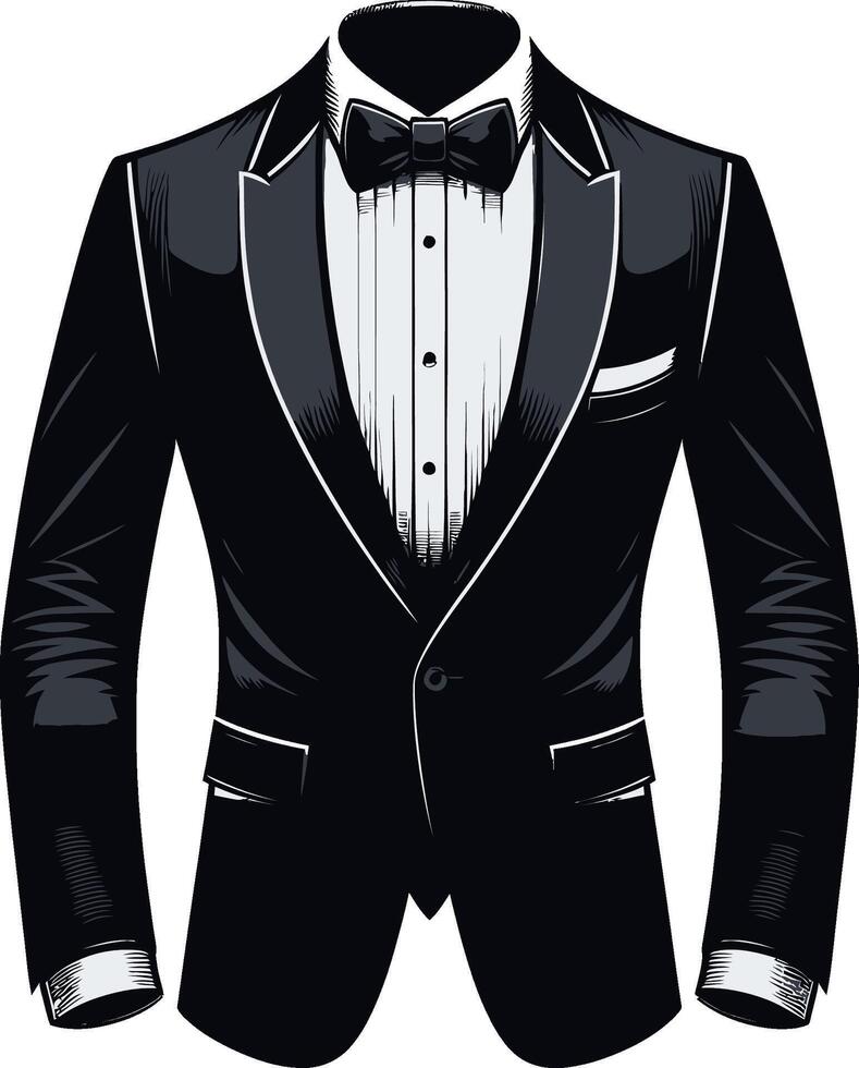 Timeless Tuxedo Shirt Black Linework Design vector