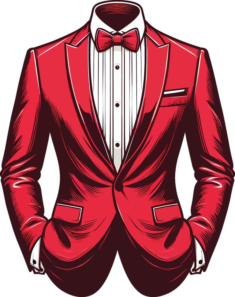 Artistic Tuxedo Shirt Minimal Linework vector