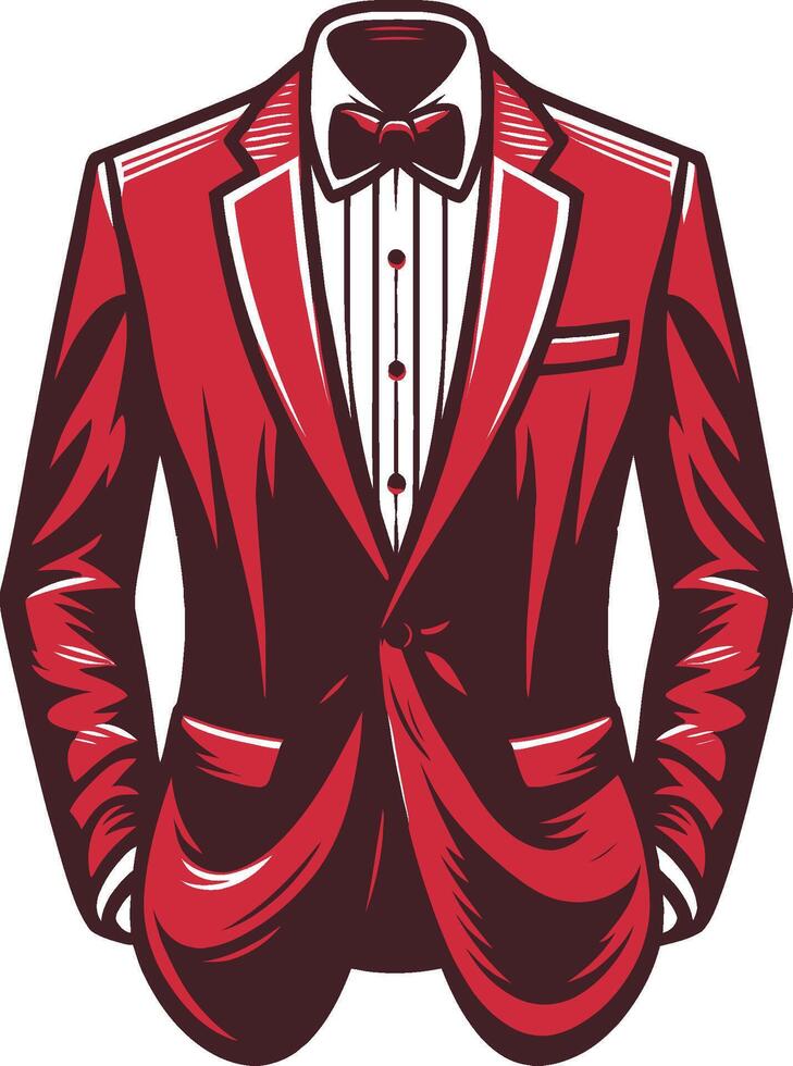 Refined Tuxedo Shirt Retro Outline Artwork vector