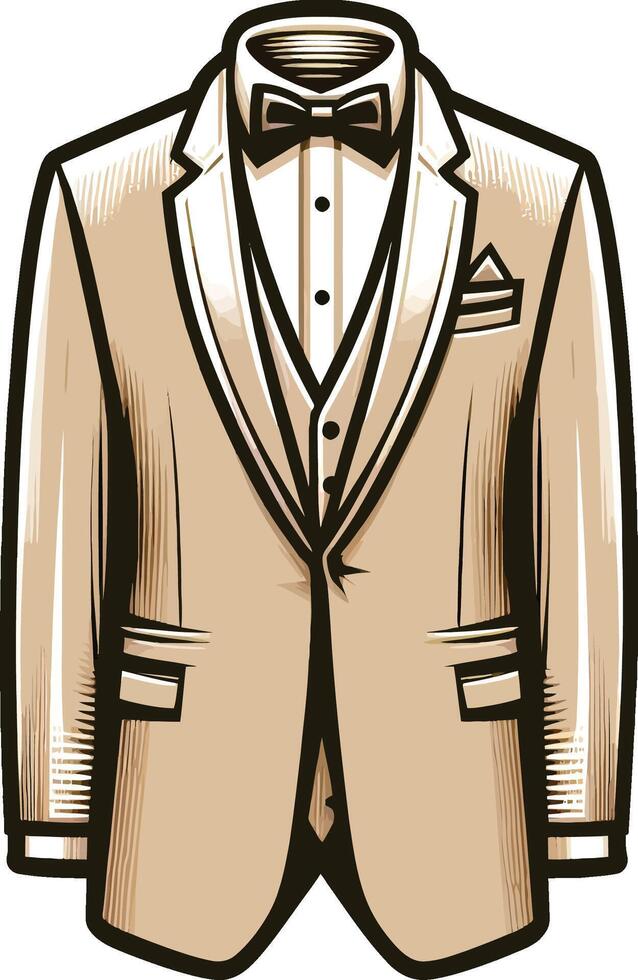 Retro Tuxedo Shirt Monochrome Sketch vector