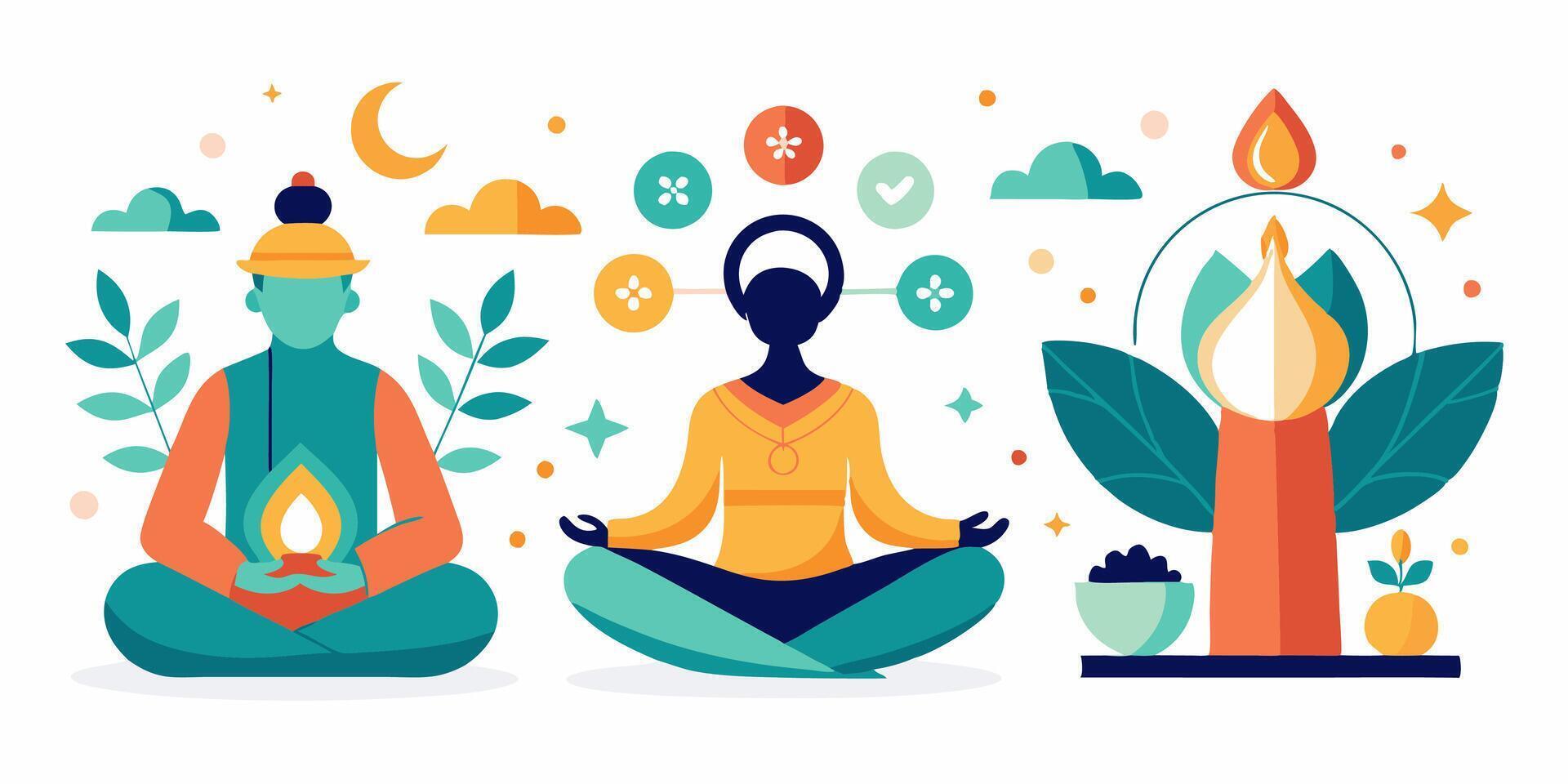 Yoga and meditation illustration vector
