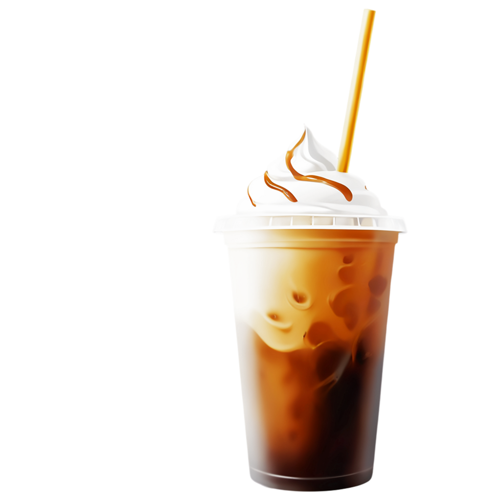 iced coffee in a plastic cup with a straw png
