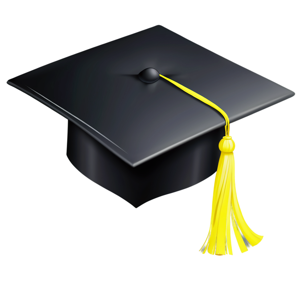 graduation cap with yellow tassel on transparent background png