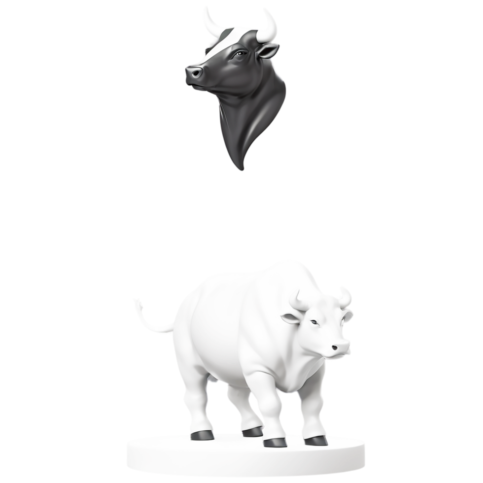 bull and bull head on white background png
