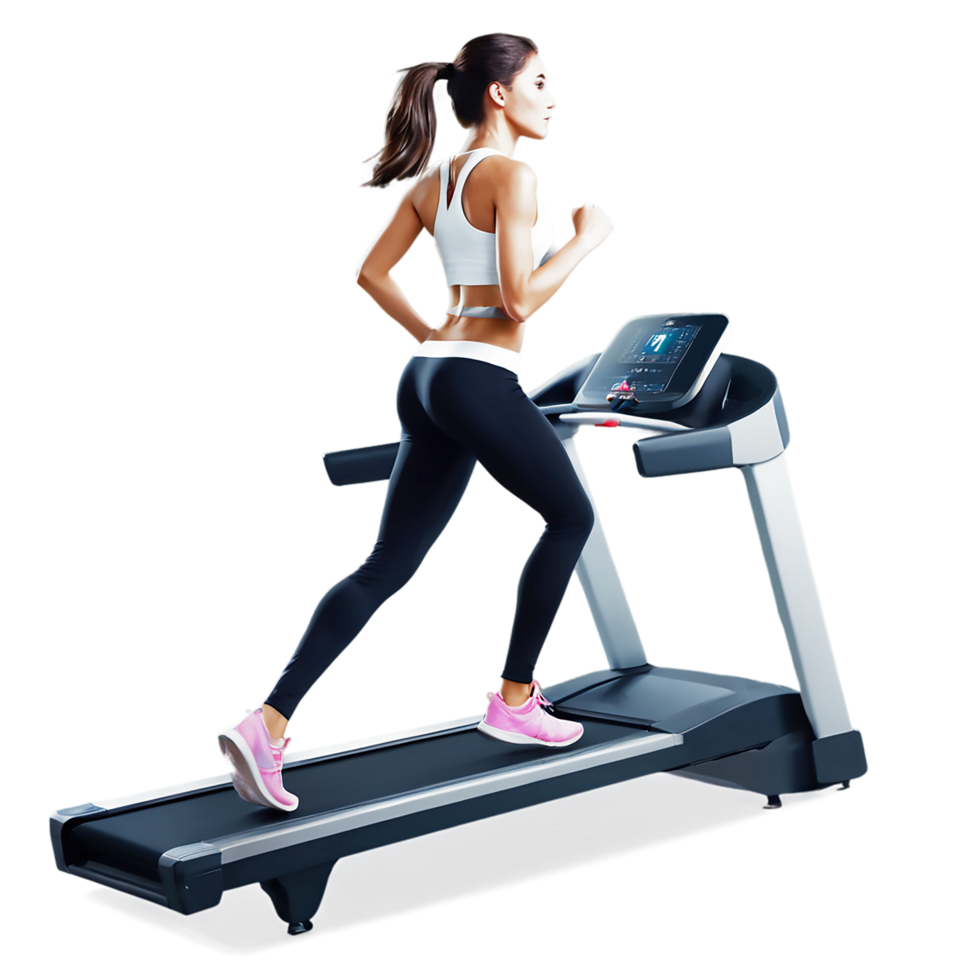 a woman running on a treadmill png