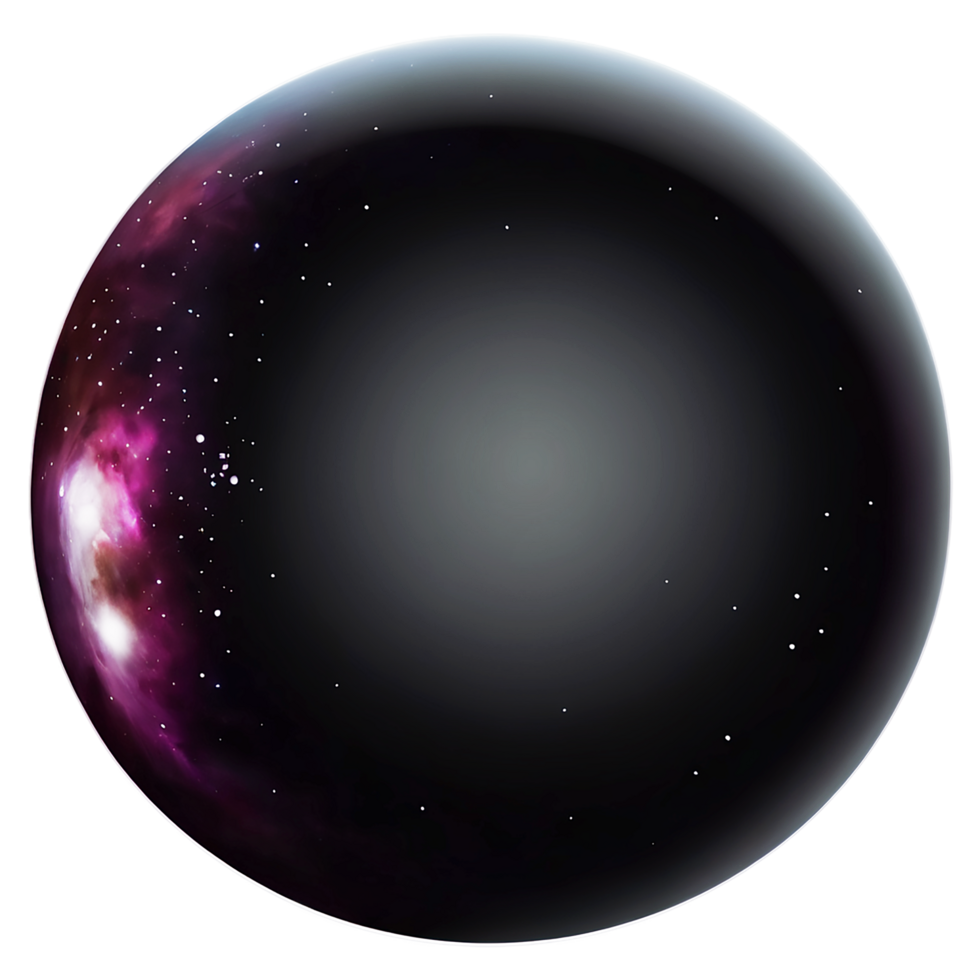 a black sphere with a purple and pink galaxy in the center png